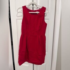 J. Crew Red Pleated Sheath Mini Dress